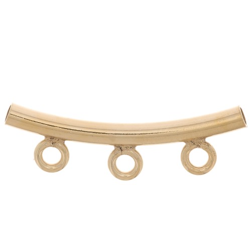 Tubo con 3 anelli 20x6 mm per cordone da 1,5 mm - Gold filled x1
