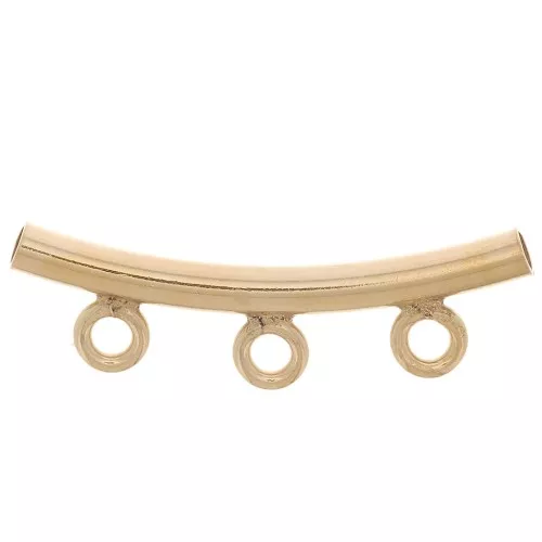 Tubo con 3 anelli 20x6 mm per cordone da 1,5 mm - Gold filled x1