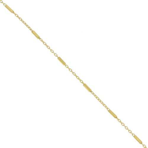 Catena Forzatina con tubi 1,2 mm - Argento 925 dorato con oro finox50cm