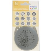 12 Stampini tondi in plastica - modello Mandala 7 cm - Grigio x12|raw }}