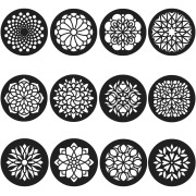12 Stampini tondi in plastica - modello Mandala 7 cm - Grigio x12