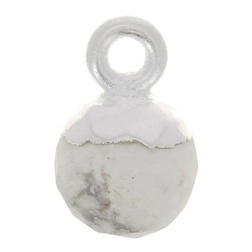 Ciondolo pallina sfaccettato 6 mm -Gemma- Argento 925 - Howlite x1