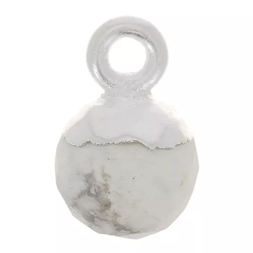 Ciondolo pallina sfaccettato 6 mm -Gemma- Argento 925 - Howlite x1