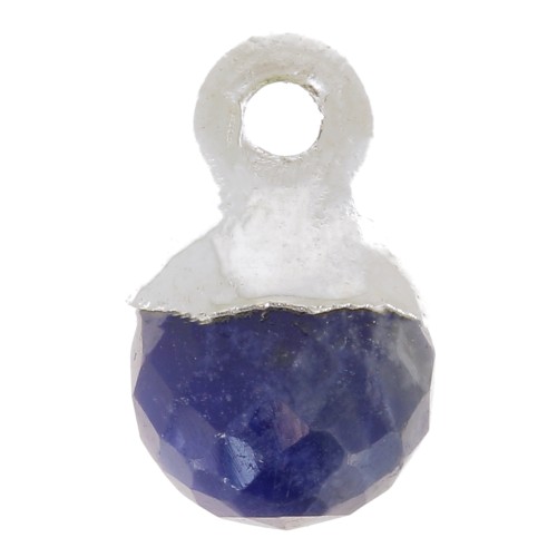 Ciondolo pallina sfaccettato 6 mm -Gemma-Argento 925 - Sodalite x1