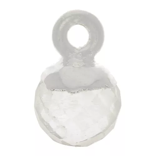 Ciondolo pallina sfaccettato 6 mm -Gemma-Argento 925 - Cristallo di rocca x1