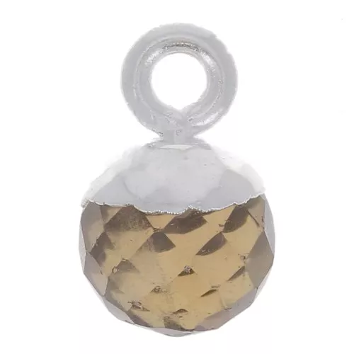 Ciondolo pallina sfaccettato 6 mm -Gemma- Argento 925 - Quarzo fumé x1