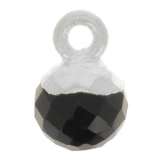 Ciondolo pallina sfaccettato 6 mm -Gemma- Argento 925 - Onice nero x1