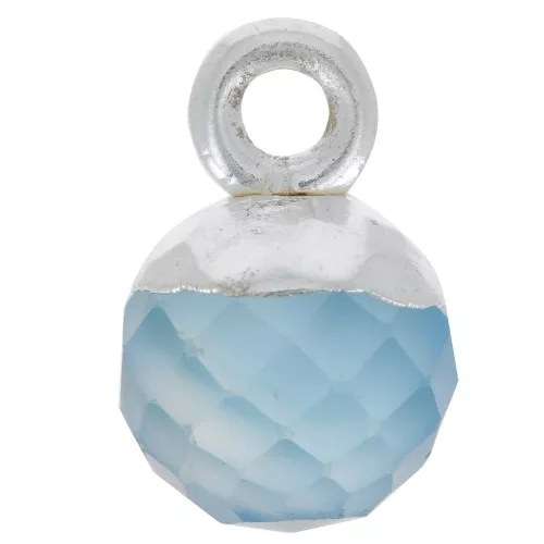 Ciondolo pallina sfaccettato 6 mm - gemma tinta- Argento 925 -Blue Onice x1