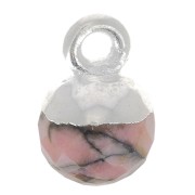 Ciondolo pallina sfaccettato 6 mm -Gemma- Argento 925 - Rodonite x1|raw }}