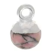 Ciondolo pallina sfaccettato 6 mm -Gemma- Argento 925 - Rodonite x1