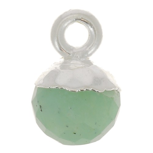 Ciondolo pallina sfaccettato 6 mm -Gemma- Argento 925 - Amazonite x1