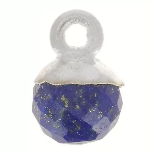 Ciondolo pallina sfaccettato 6 mm -Gemma- Argento 925 - Lapislazzuli x1