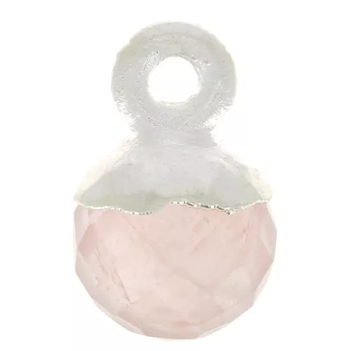 Ciondolo pallina sfaccettato 6 mm -Gemma- Argento 925 - Quarzo rosa x1