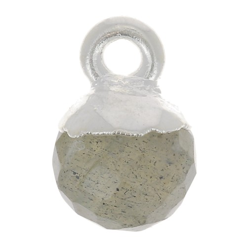 Ciondolo pallina sfaccettato 6 mm -Gemma - Argento 925 - Labradorite x1