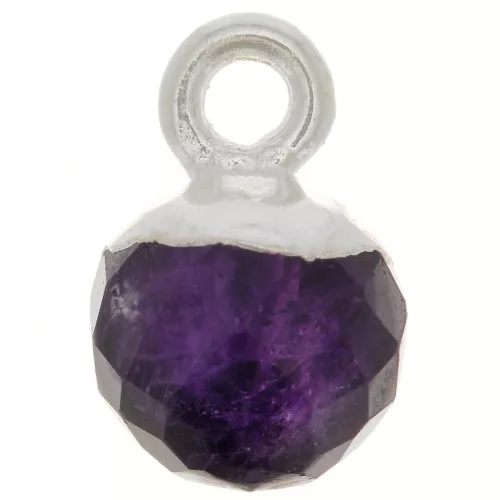Ciondolo pallina sfaccettato 6 mm -Gemma-Argento 925 - Ametista x1