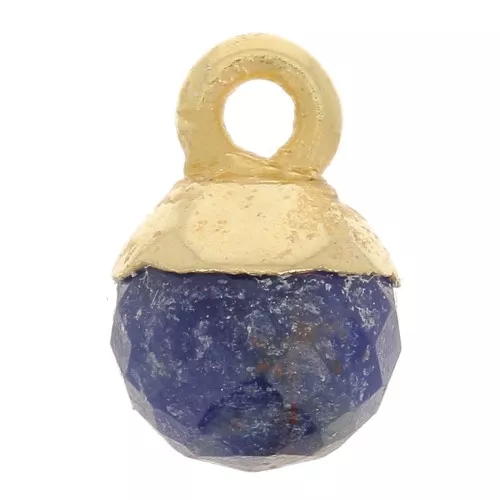 Ciondolo pallina sfaccettato 6 mm - Argento 925 dorato - Sodalite x1
