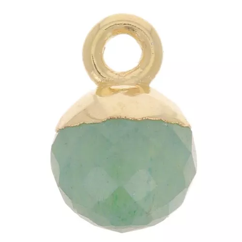 Ciondolo pallina sfaccettato 6 mm - Argento 925 dorato - Aventurina x1