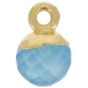 Ciondolo pallina sfaccettato 6 mm - Argento 925 dorato - Onice blu x1