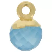 Ciondolo pallina sfaccettato 6 mm - Argento 925 dorato - Onice blu x1