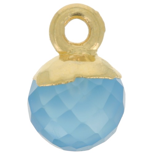 Ciondolo pallina sfaccettato 6 mm - Argento 925 dorato - Onice blu x1