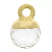 Ciondolo pallina sfaccettato 6 mm - argento 925 dorato - cristallo di rocca x1