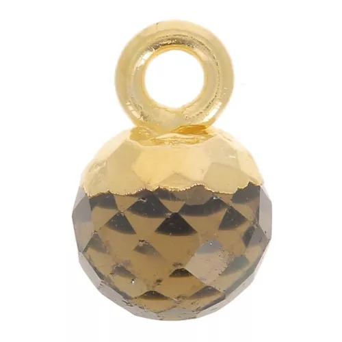 Ciondolo pallina sfaccettato 6 mm - Argento 925 dorato - Quarzo fumé x1