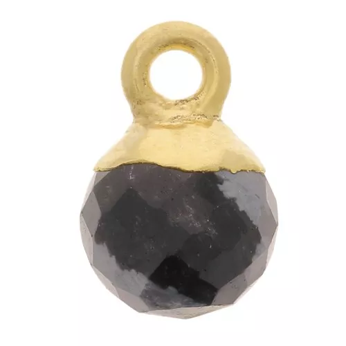 Ciondolo pallina sfaccettato 6mm - Argento 925 dorato - Ossidiana maculata