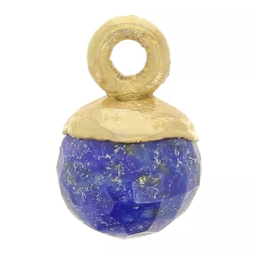 Ciondolo pallina sfaccettato 6mm-Argento 925 dorato- Lapislazzuli x1