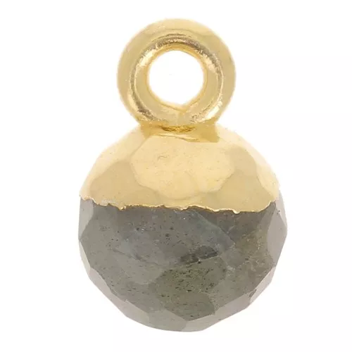 Ciondolo pallina sfaccettato6 mm - Argento 925 dorato - Labradorite x1