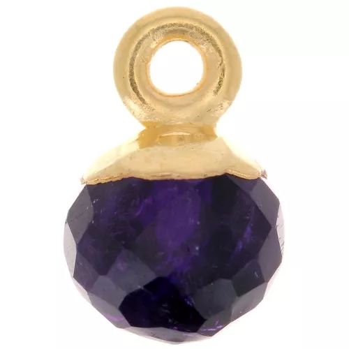 Ciondolo pallina sfaccettato 6mm -Argento 925 dorato con oro fino - Ametista x1