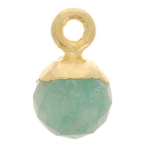 Ciondolo pallina sfaccettato 6 mm - Argento 925 dorato - Amazonite x1