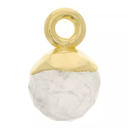 Ciondolo pallina sfaccettato 6 mm - Argento 925 dorato - Pietra di luna x1