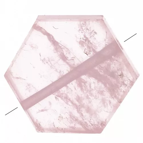 Perlina piatta a forma di esagono 12x10mm pietra semipreziosa- Quarzo rosa x1