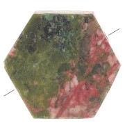 Perlina piatta a forma di esagono 12x10 mm pietra semipreziosa - Unakite x1