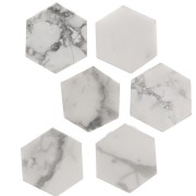 Perlina piatta a forma di esagono 12x10 mm pietra semipreziosa - Howlite x1