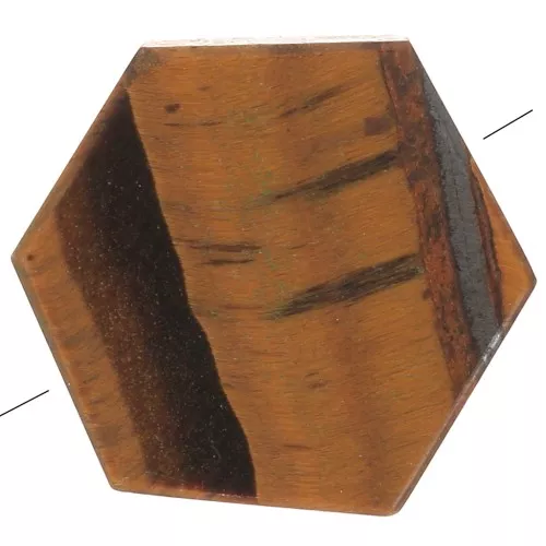 Perlina piatta a forma di esagono 12x10 mm pietra semiprezio - occhio di tigre x1