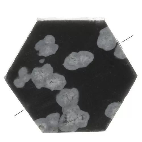 Perla piatta a forma di esagono 12x10mm pietra semipreziosa -Ossidiana maculata x1