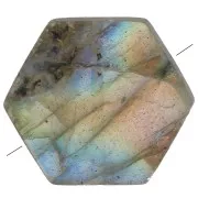 Perlina piatta a forma di esagono 12x10 mm pietra semipreziosa - Labradorite x1