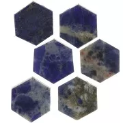 Perlina piatta a forma di esagono 12x10 mm pietra semipreziosa - Sodalite x1