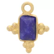 Ciondolo Rettangolo sfaccettato arg 925 13x11mm dorato con oro fino - Lapislazzuli