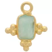 Ciondolo Rettangolo sfaccettato e piccole sfere 13x11mm Argento 925 - Amazzonite