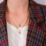 Ciondolo rettangolo sfaccettato argento 925 13x11mm dorato con oro fino - Granato