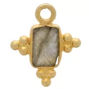 Ciondolo rettangolo sfaccettato argento 925 13x11mm - Labradorite