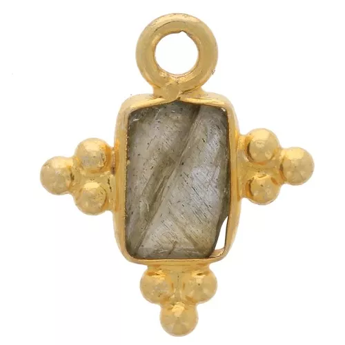 Ciondolo rettangolo sfaccettato argento 925 13x11mm - Labradorite