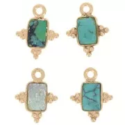 Ciondolo rettangolare sfaccettato in argento 925 12.5x10mm - Turchese