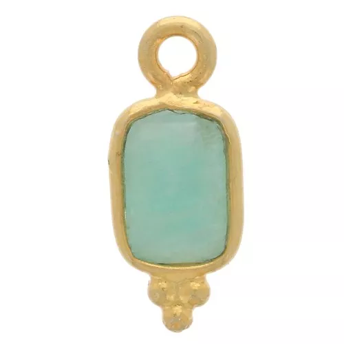 Ciondolo rettangolo sfaccettato 14x6 mm - Arg925 dorato- Amazonite