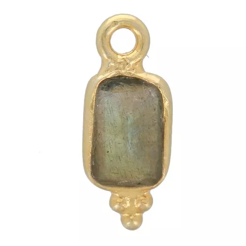 Ciondolo rettangolo sfaccettato 13x5 mm - Arg925 dorato- Labradorite