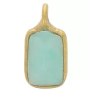 Ciondolo rettangolo sfaccettato 10x5mm in arg925 dorato - Amazonite x1