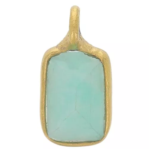 Ciondolo rettangolo sfaccettato 10x5mm in arg925 dorato - Amazonite x1