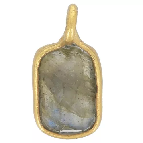 Ciondolo rettangolo sfaccettato 10x5mm in arg925 dorato - Labradorite x1